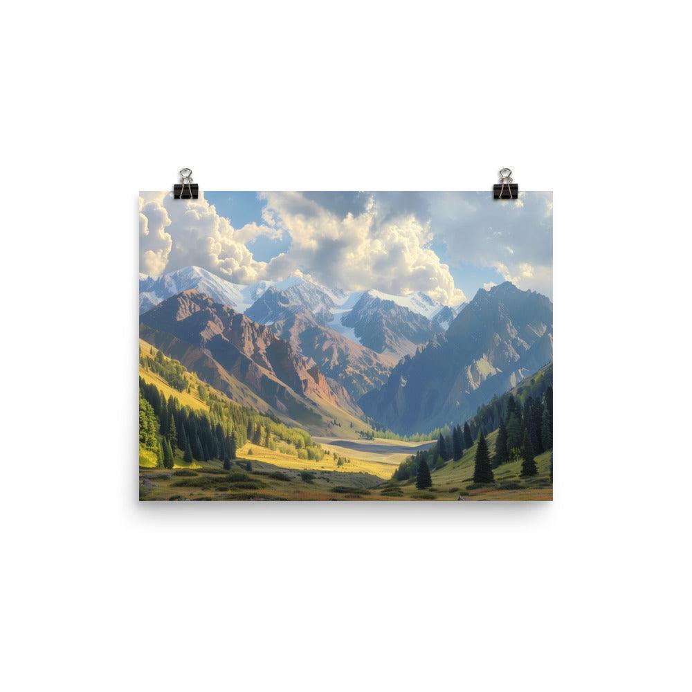 Kyrgyzstan Majestic Mountain Valley Scenic Poster - Oh Posters