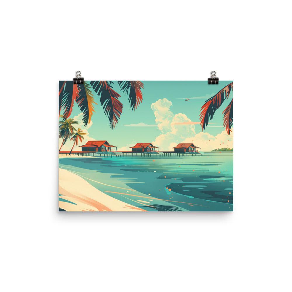 Maldives Overwater Bungalows Tropical Beach Poster - Oh Posters