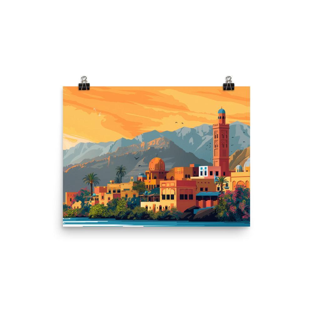 Oman Sunset Over Mountain Village Poster - Oh Posters