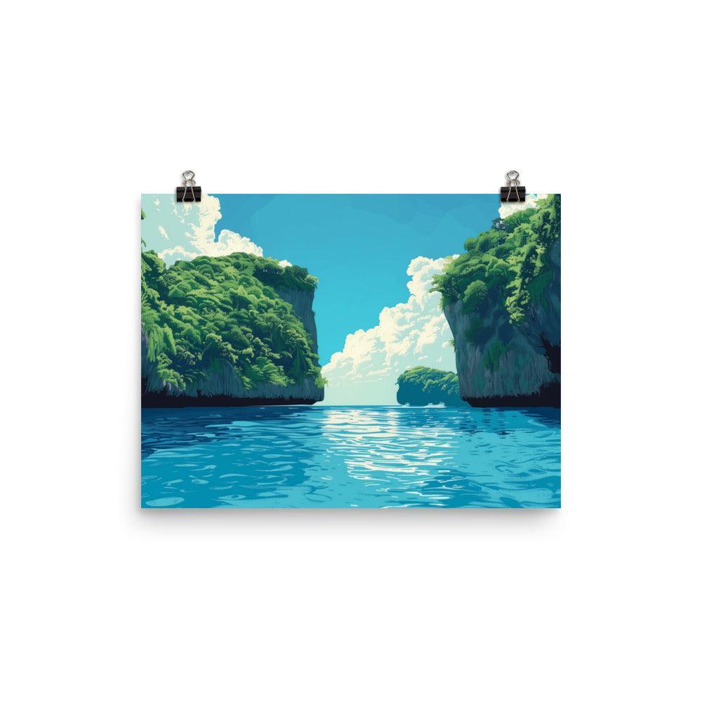 Palau Tropical Lagoon with Lush Cliffs Poster - Oh Posters