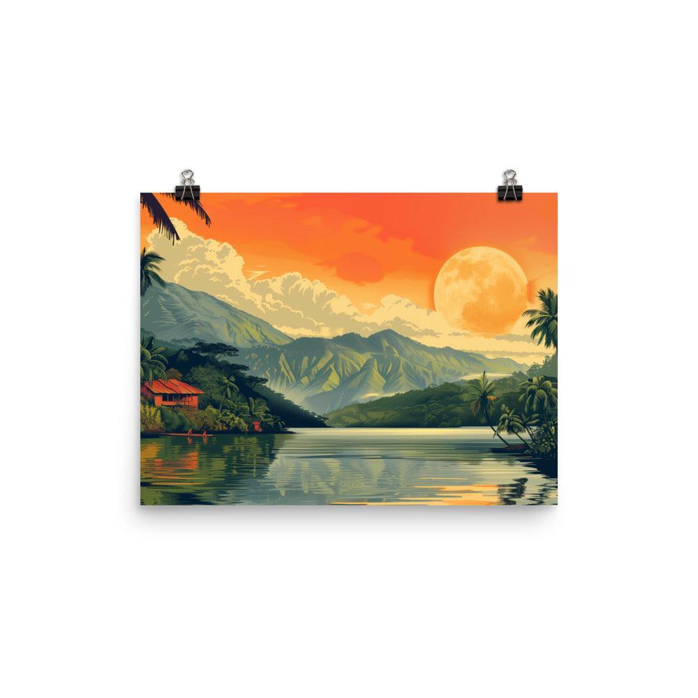 Papua New Guinea Tropical River Sunset Poster - Oh Posters