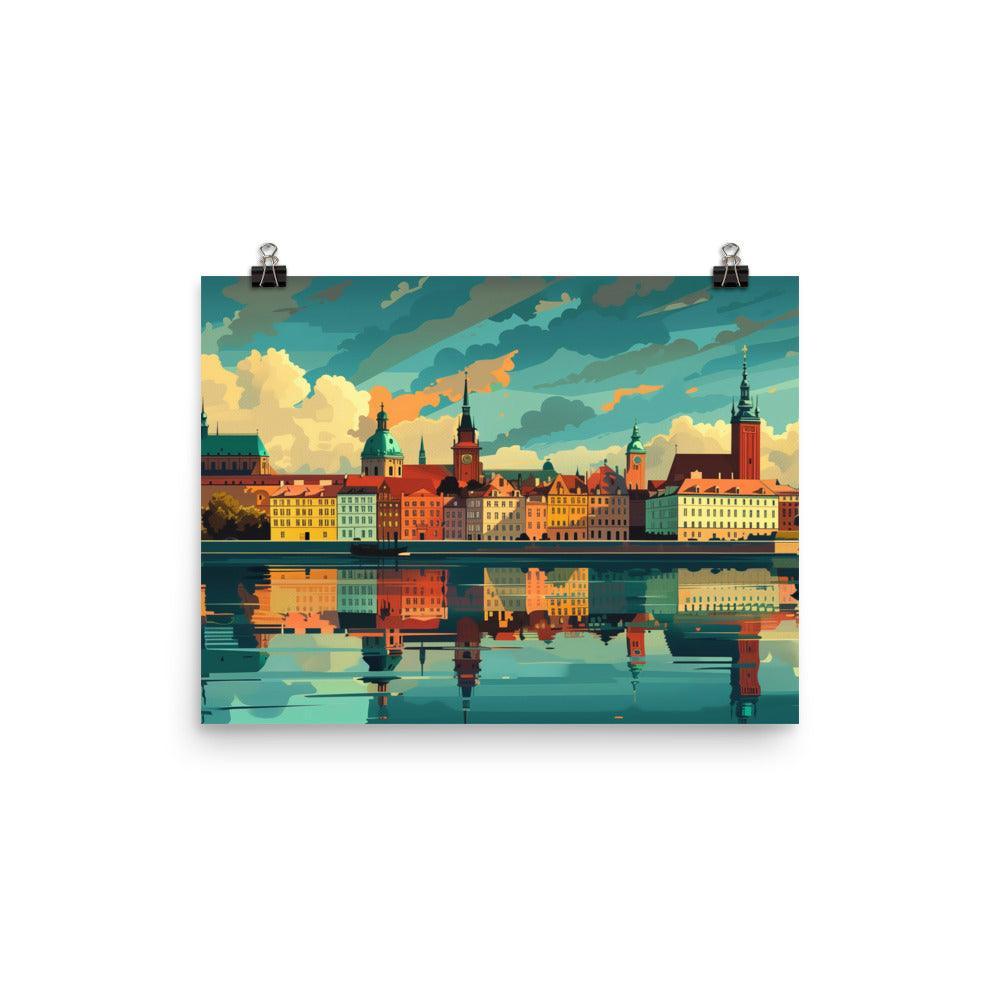 Poland Historic Waterfront Skyline Poster - Oh Posters