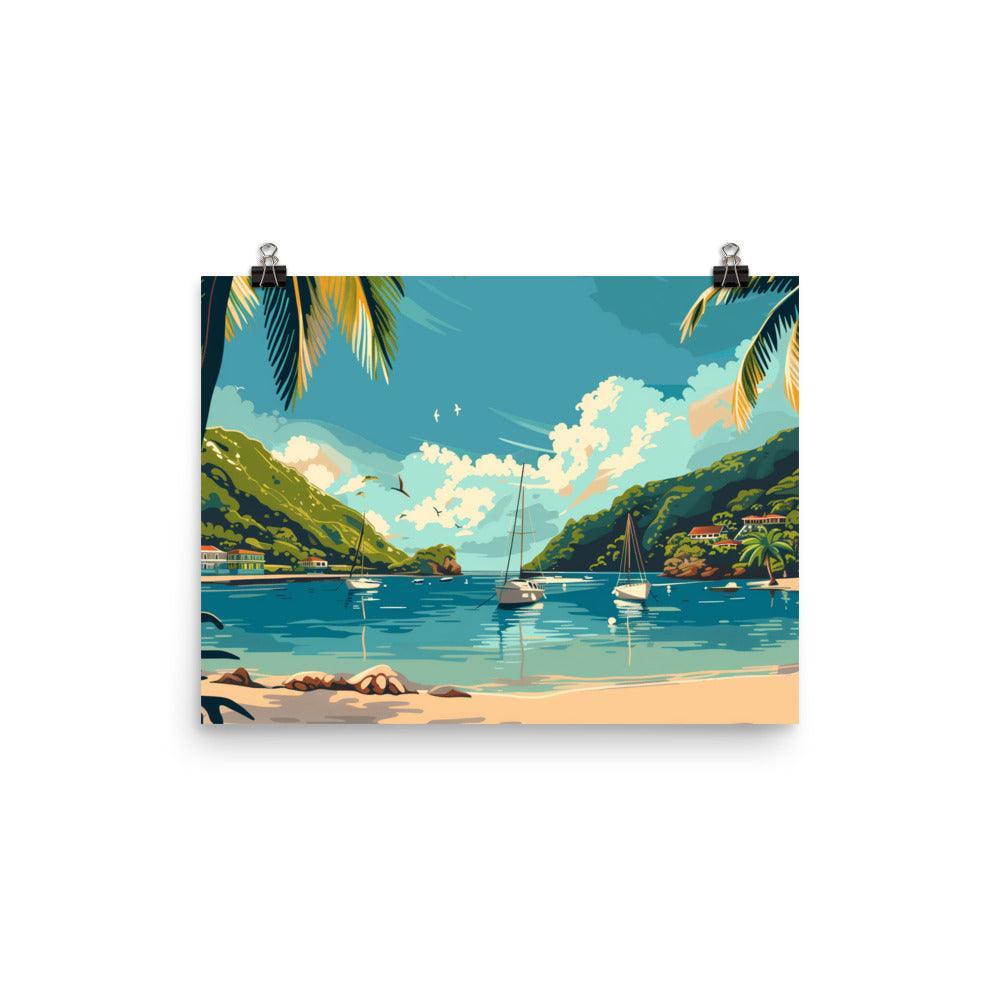 Saint Lucia Tranquil Bay Scenic Landscape Poster - Oh Posters