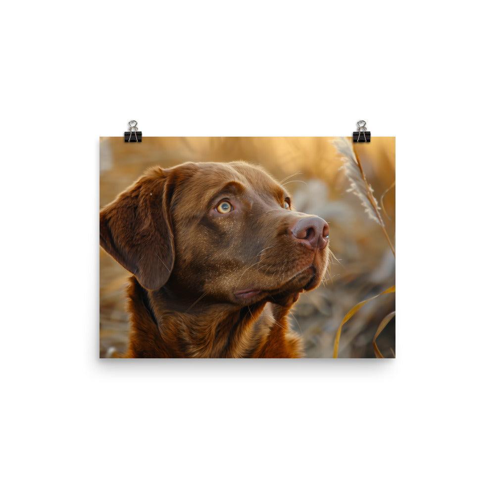 Chesapeake Bay Retriever Autumn Field Portrait Poster - Oh Posters