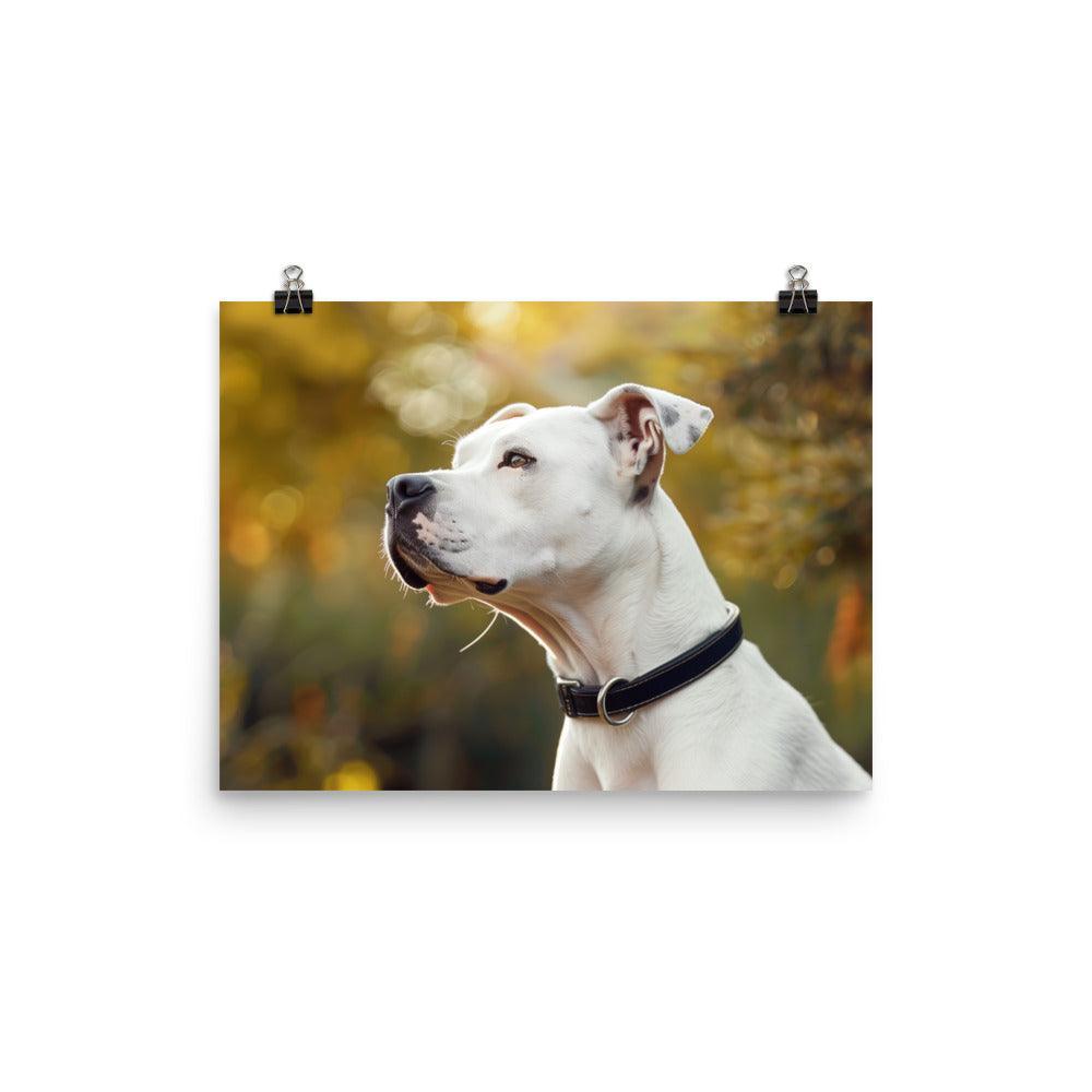 Dogo Argentino Close-Up in Sunlit Garden Portrait Poster - Oh Posters