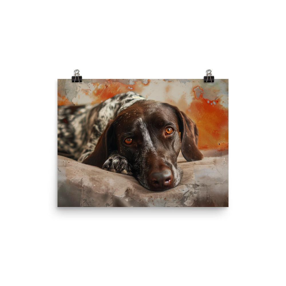 German Shorthaired Pointer Resting on Artistic Background Poster - Oh Posters