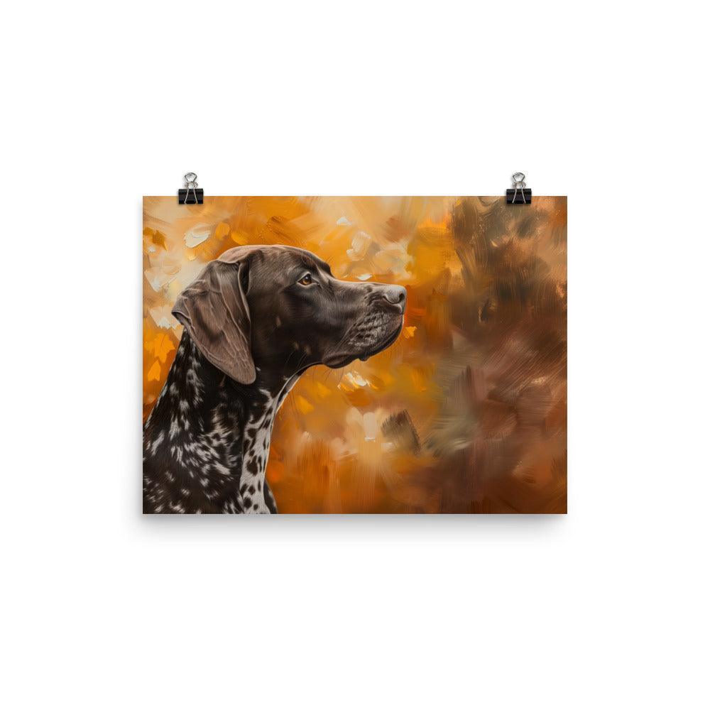 German Shorthaired Pointer Side Profile Autumn Painting Poster - Oh Posters