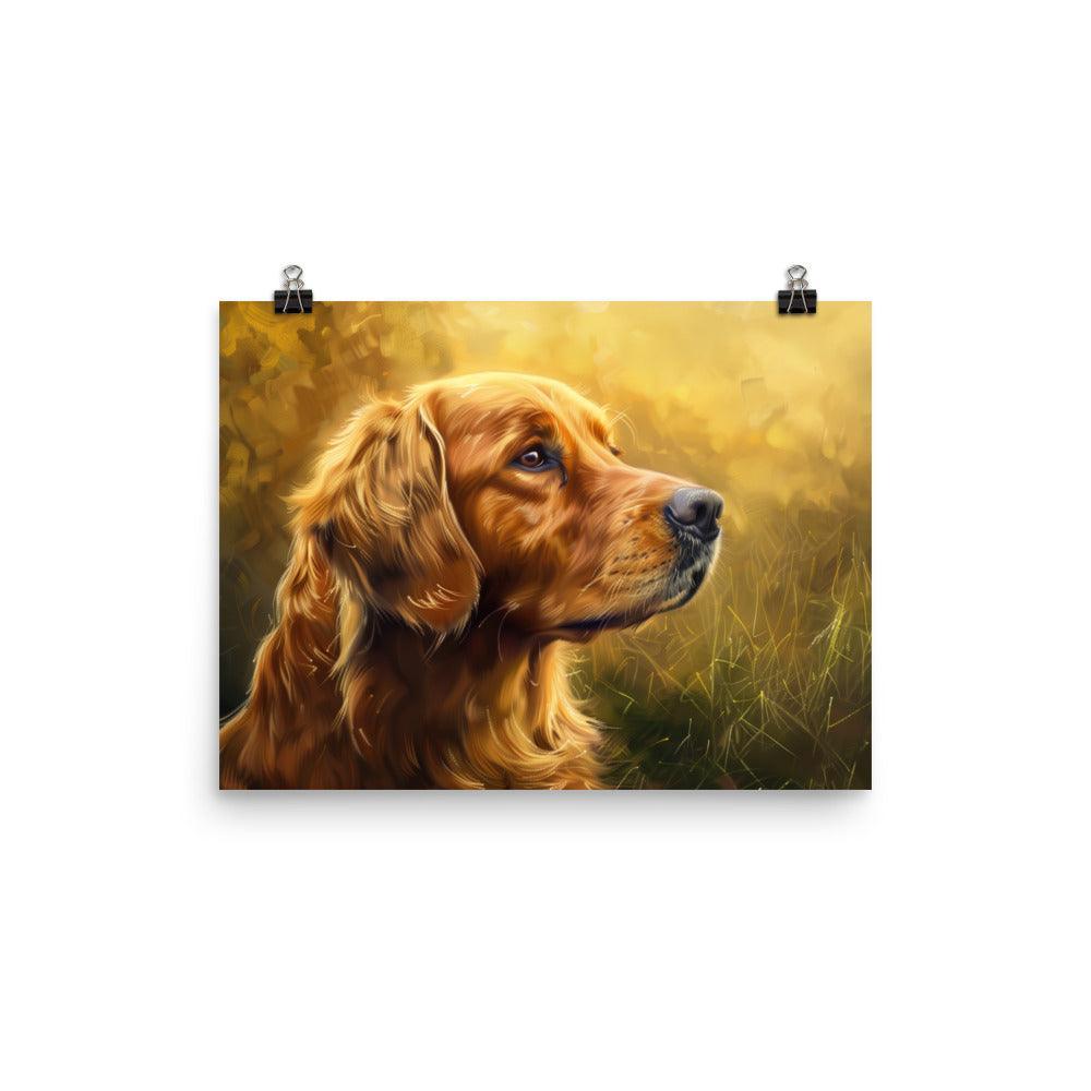 Golden Retriever Sunlit Side Profile Painting Poster - Oh Posters