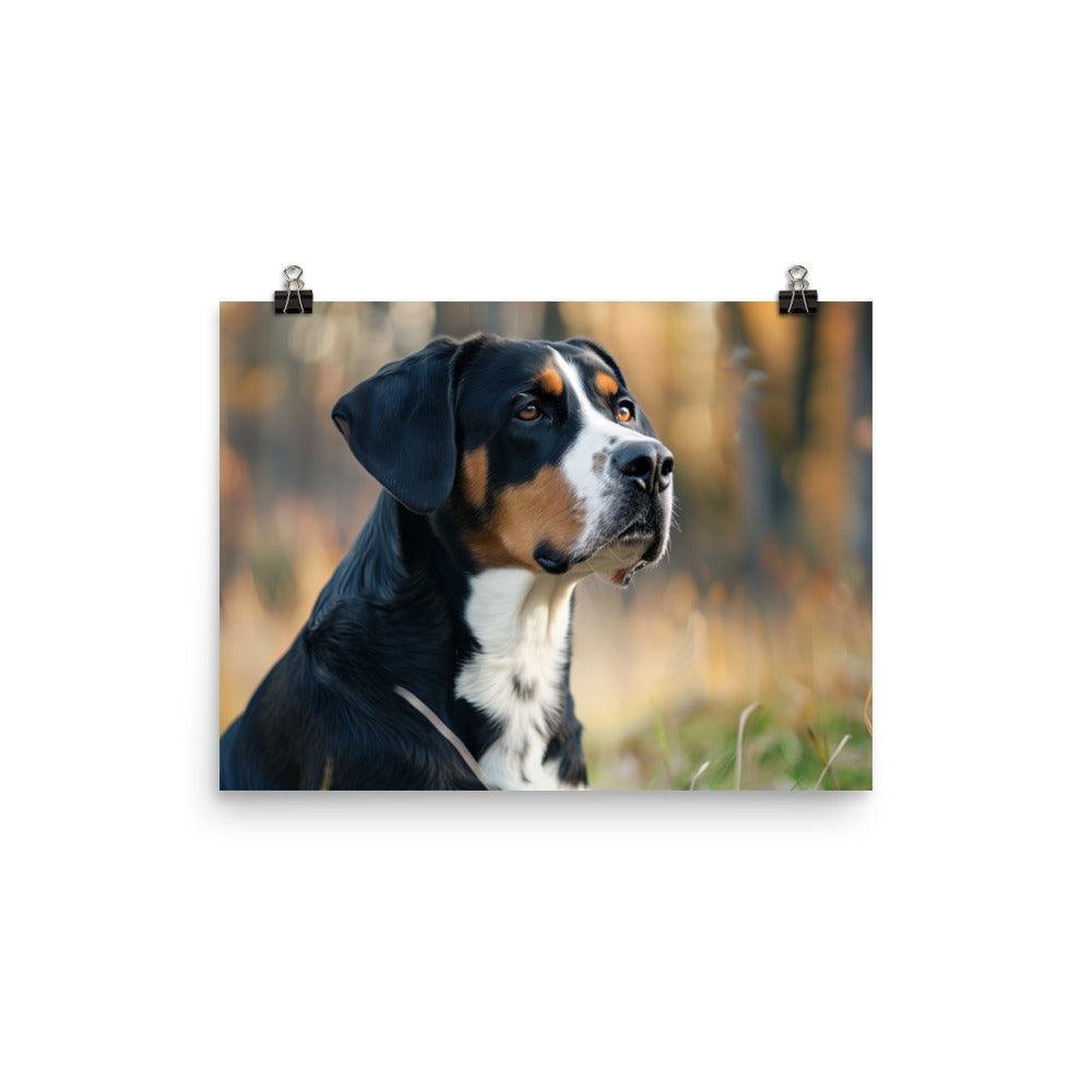 Greater Swiss Mountain Dog Autumn Portrait Poster - Oh Posters