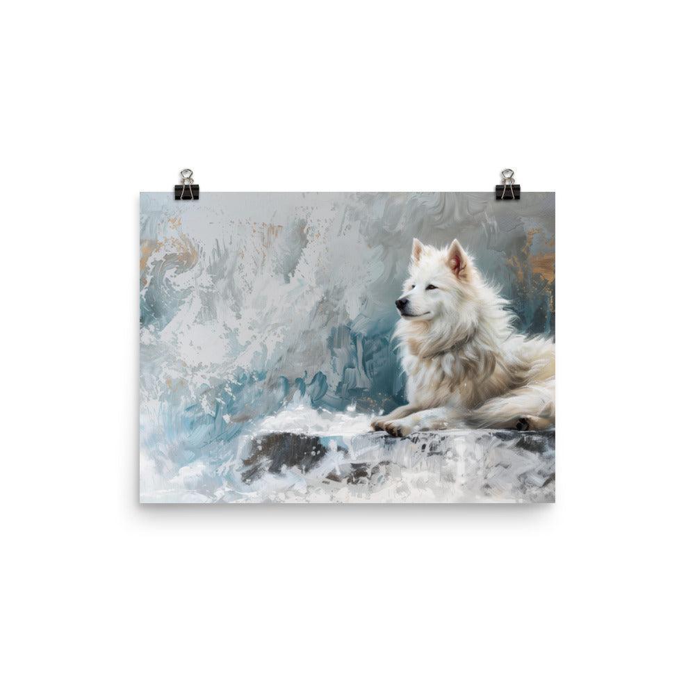 Icelandic Sheepdog Winter Landscape Painting Poster - Oh Posters