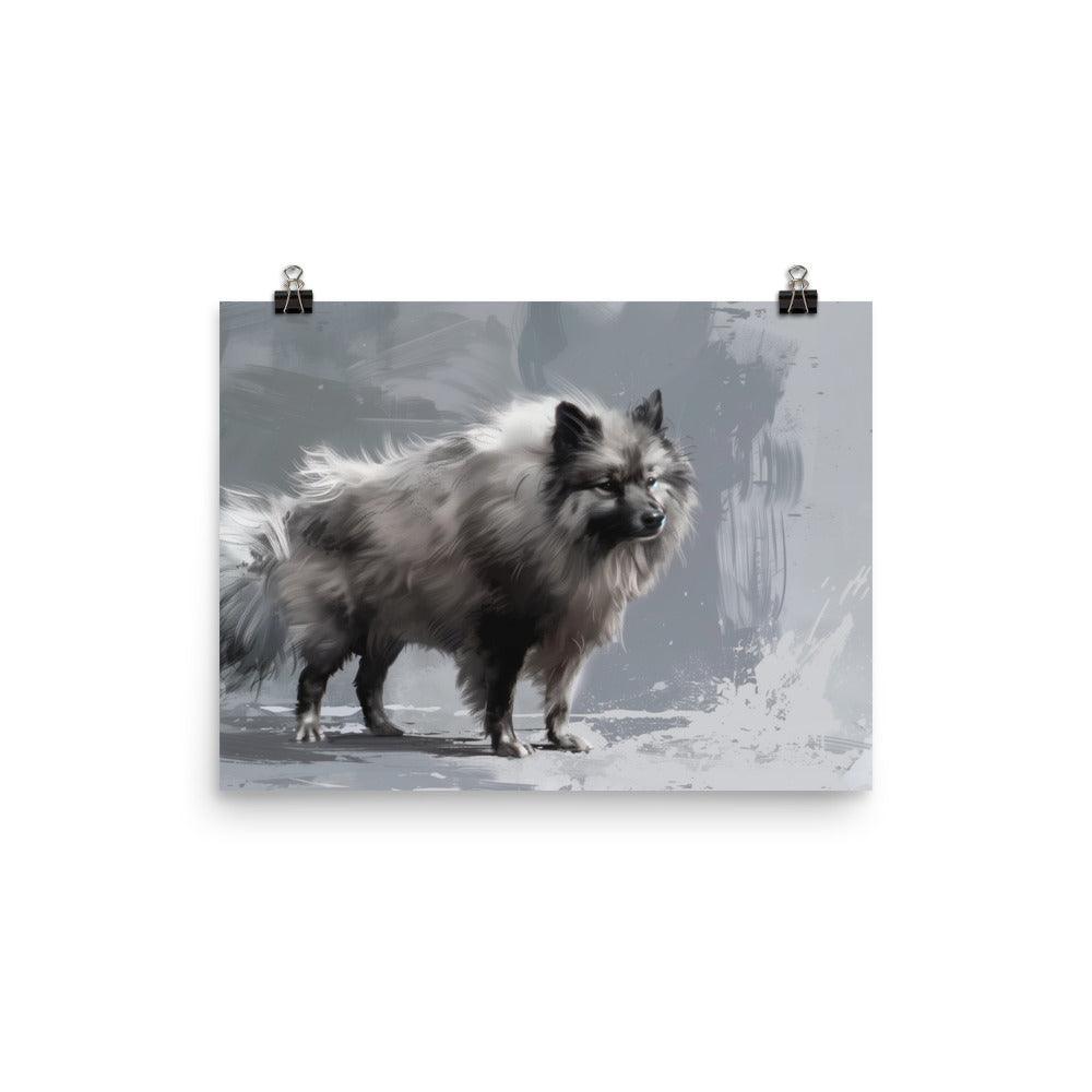 Keeshond in Winter Abstract Art Poster - Oh Posters