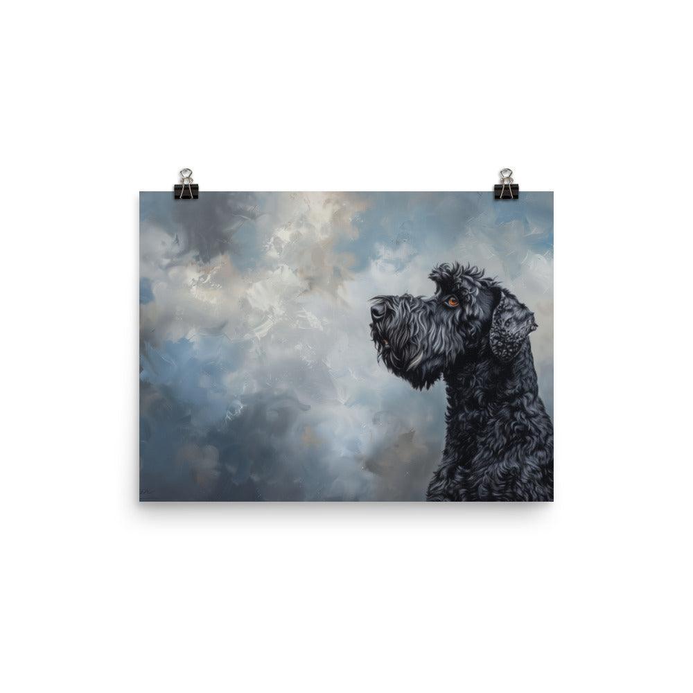 Kerry Blue Terrier Side Profile Painting Poster - Oh Posters