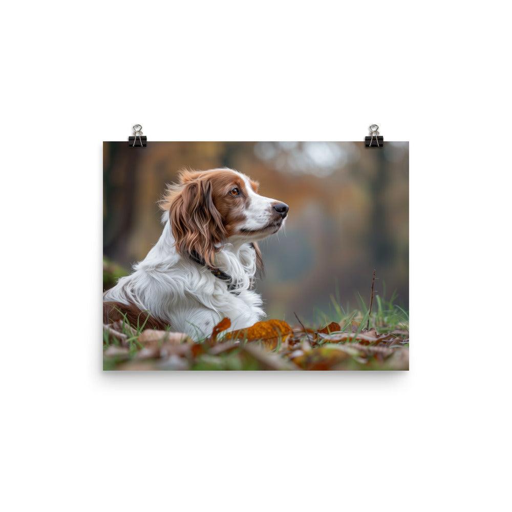 Kooikerhondje Resting in Autumn Leaves Photograph Poster - Oh Posters