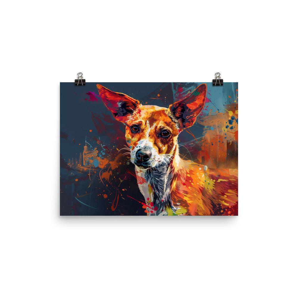 Portuguese Podengo Colorful Abstract Dog Portrait Poster - Oh Posters