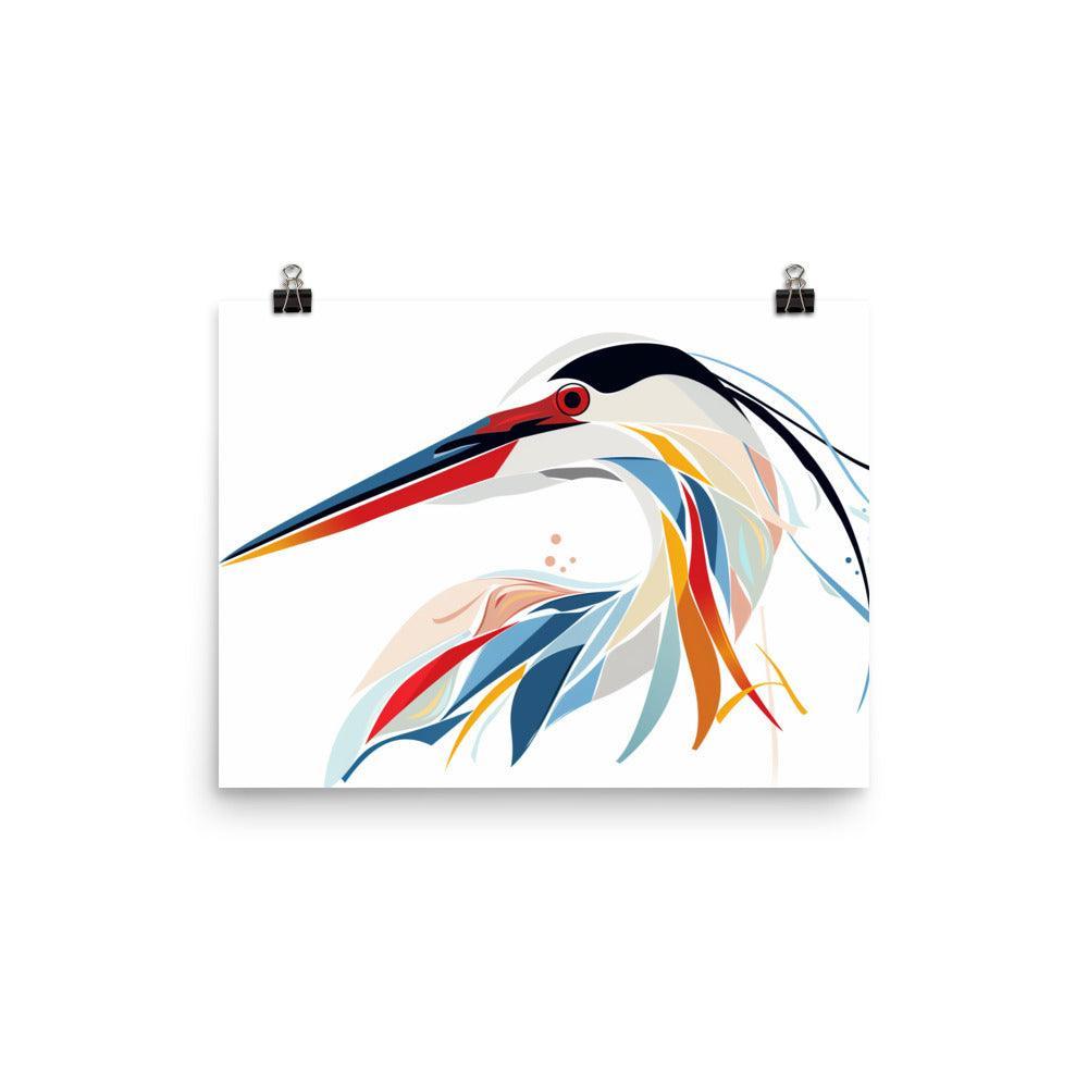 Egret Vibrant Abstract Design Art Poster - Oh Posters