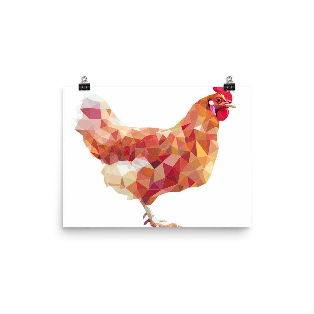 Chicken Low Poly Geometric Art Poster - Oh Posters