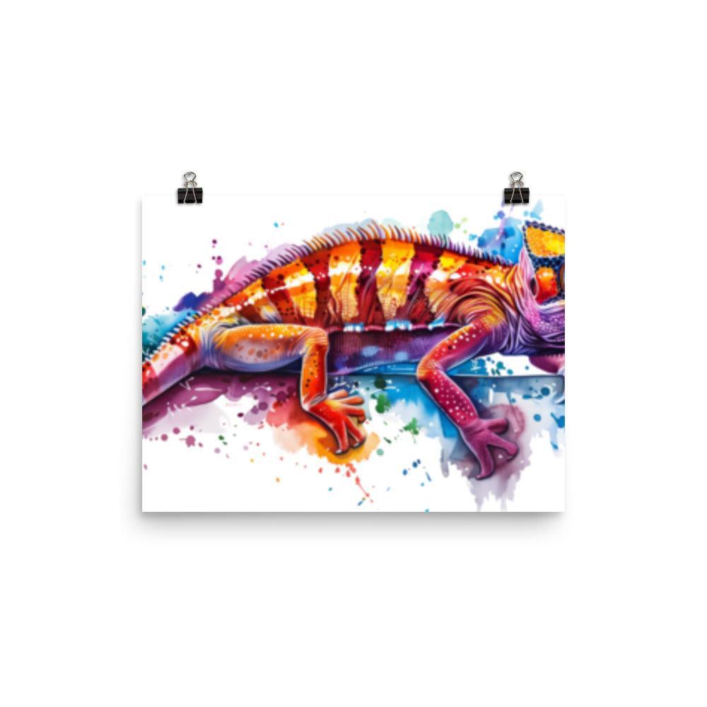 Colorful Chameleon Vibrant Splash Art Poster - Oh Posters