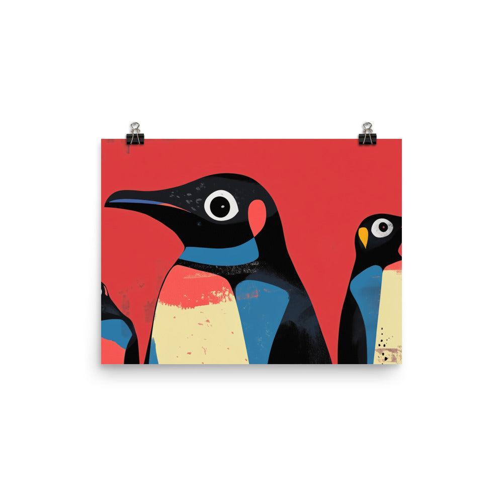 Colorful Penguin Trio Modern Pop Art Design Poster - Oh Posters