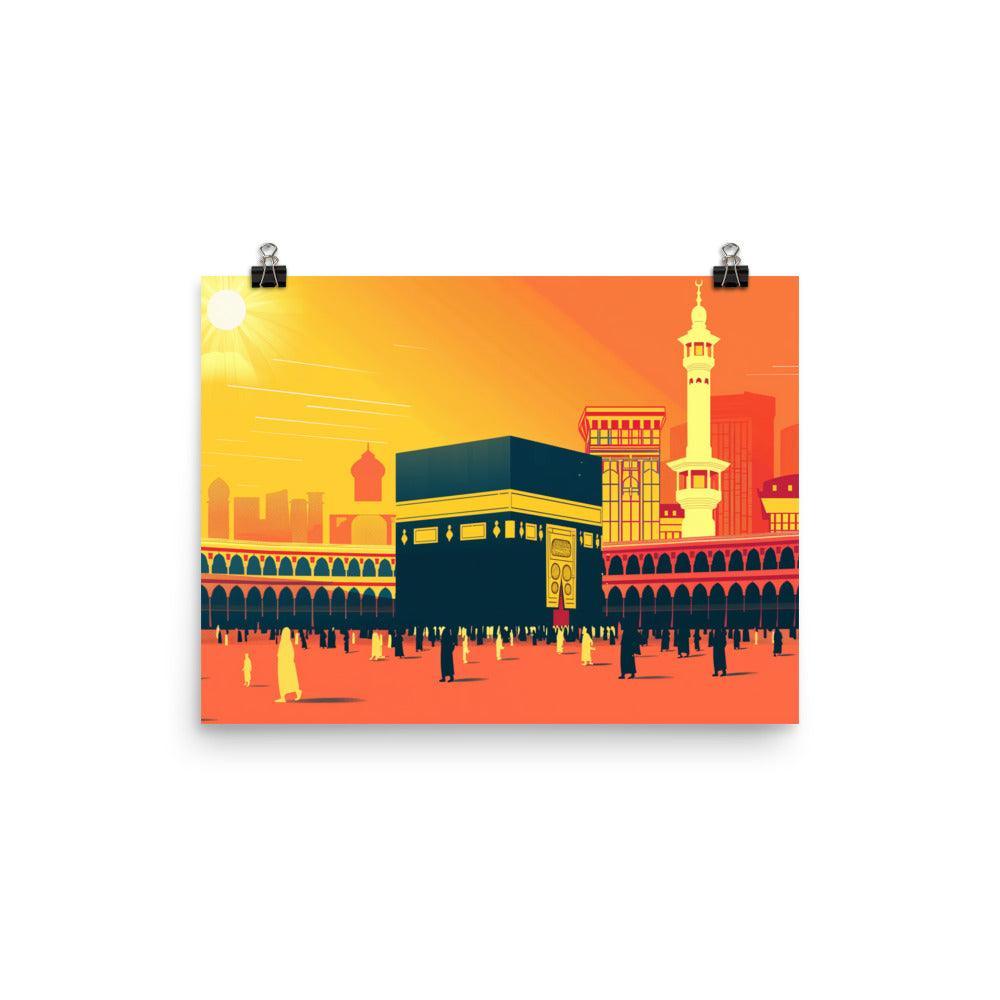 Kaaba Mecca Islamic Architecture Sunrise Illustration Poster - Oh Posters