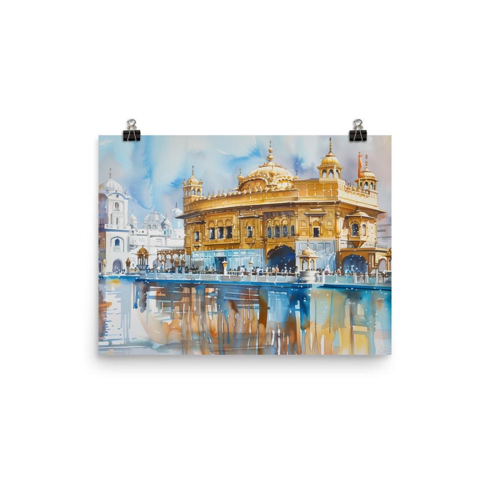 Golden Temple Sikh Architecture Watercolor Art Poster - Oh Posters