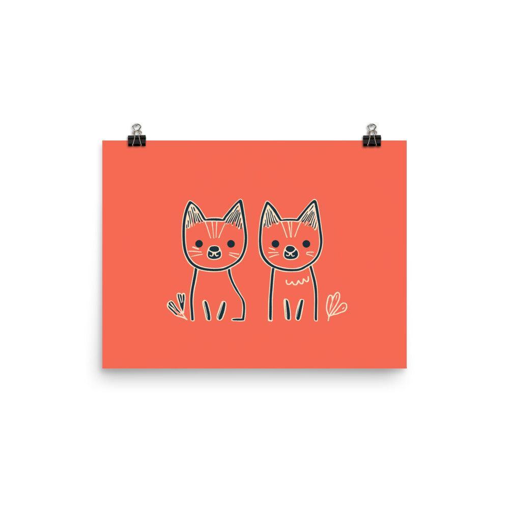 Cartoon Minimalist Dingos Digital Illustration Poster - Oh Posters