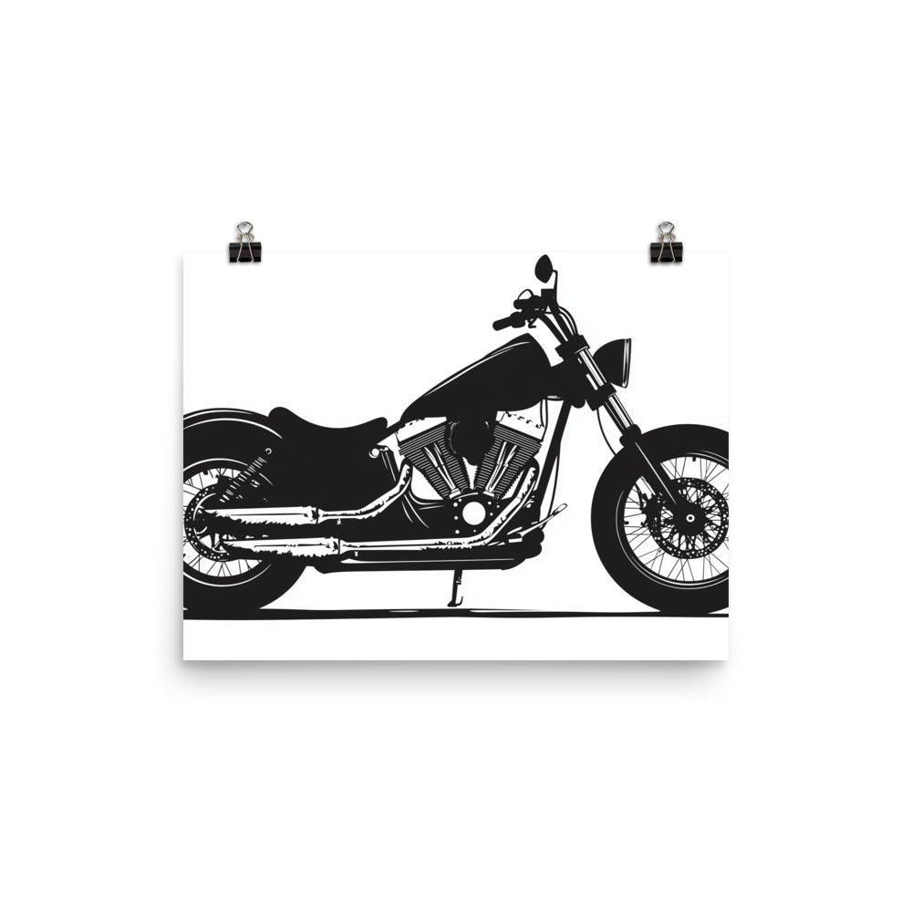 Classic Cruiser Motorcycle Silhouette Black and White Art Poster - Oh Posters