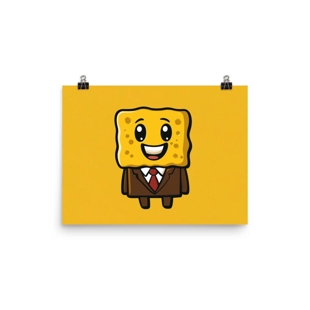 Cute Sponge Character in Suit Playful Cartoon Art Poster - Oh Posters