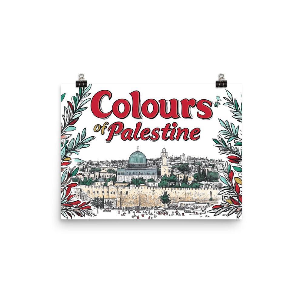 Colours of Palestine Jerusalem Cityscape Illustration Poster - Oh Posters