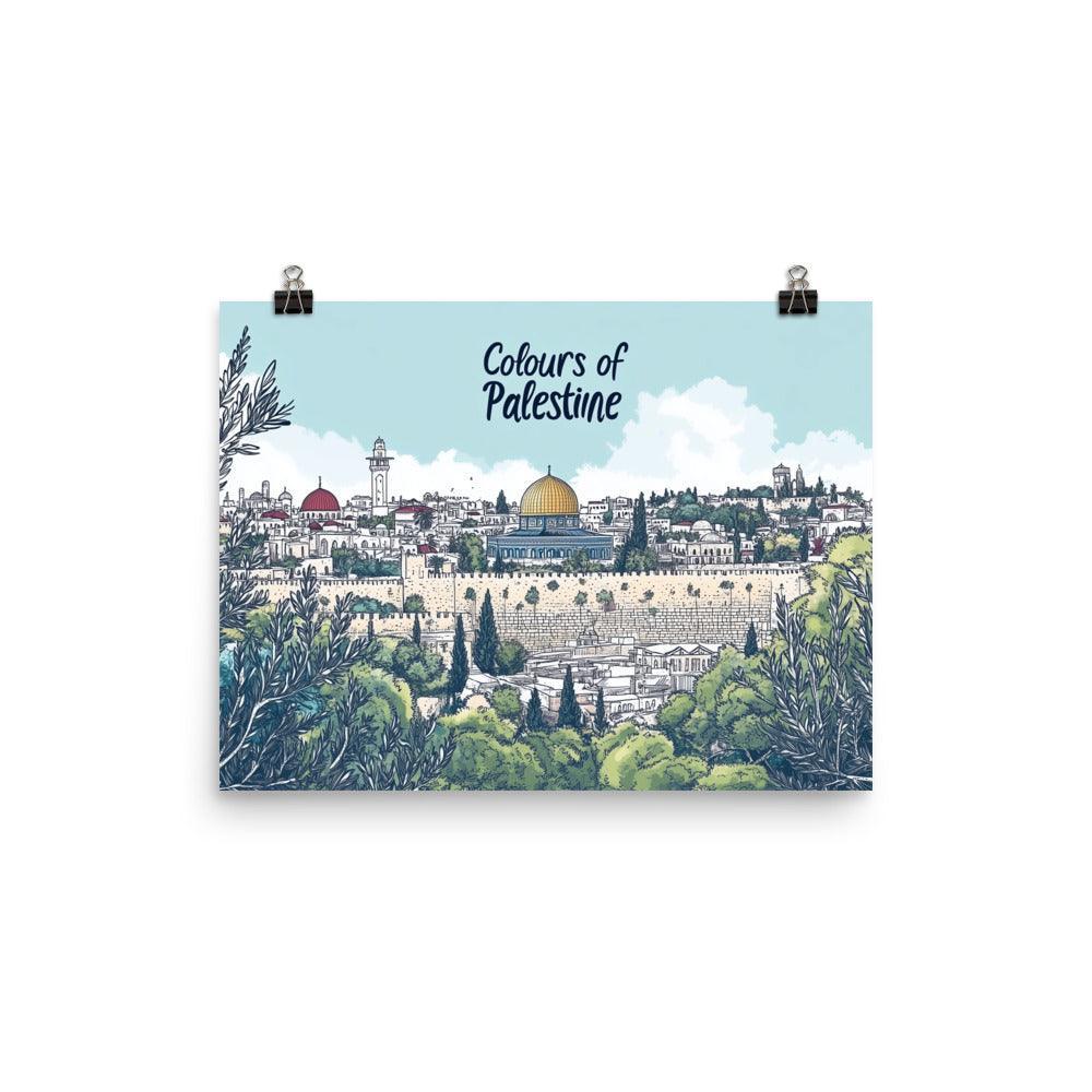 Colours of Palestine Dome of the Rock Landscape Art Poster - Oh Posters