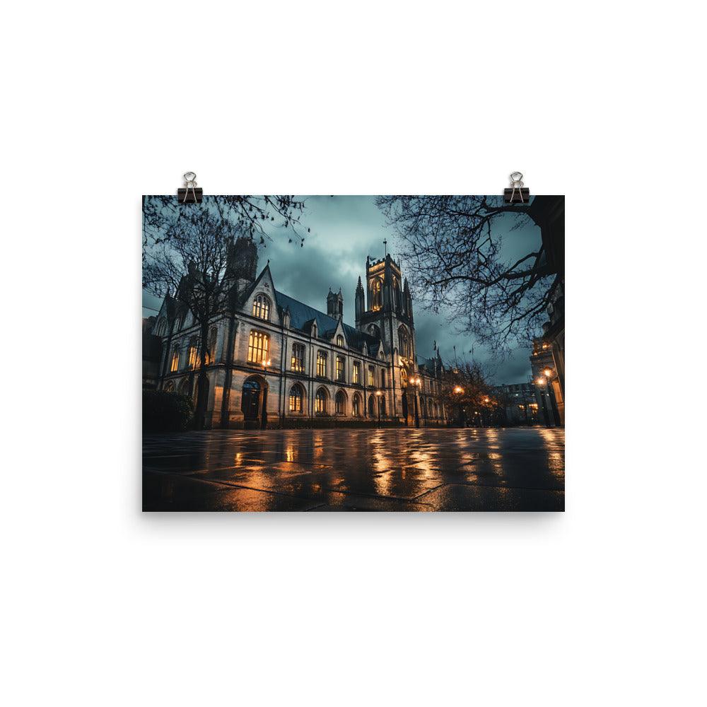 Manchester Gothic Night Architecture Poster - Oh Posters