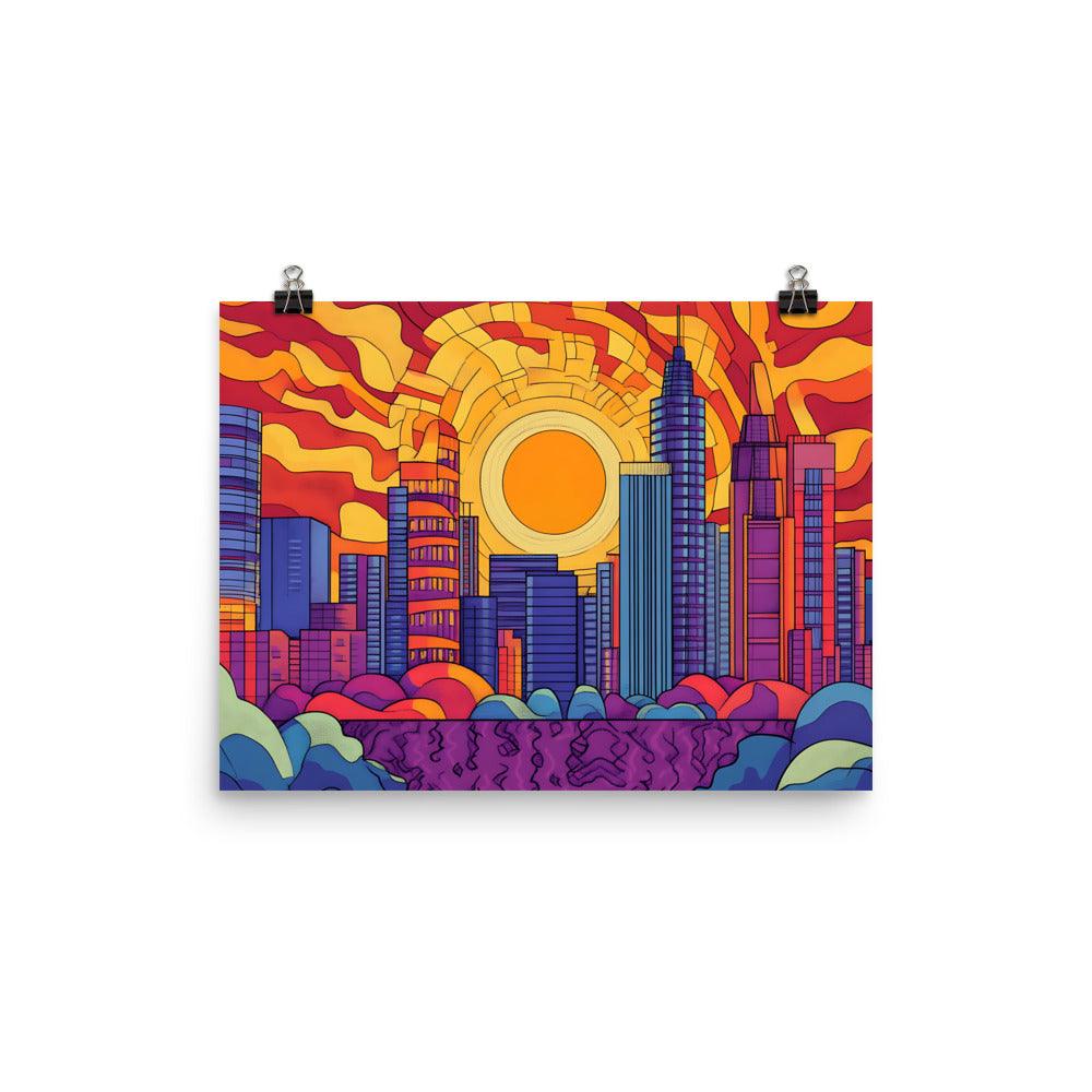 Manchester Vibrant Cityscape Bright Colors Urban Skyline Poster - Oh Posters