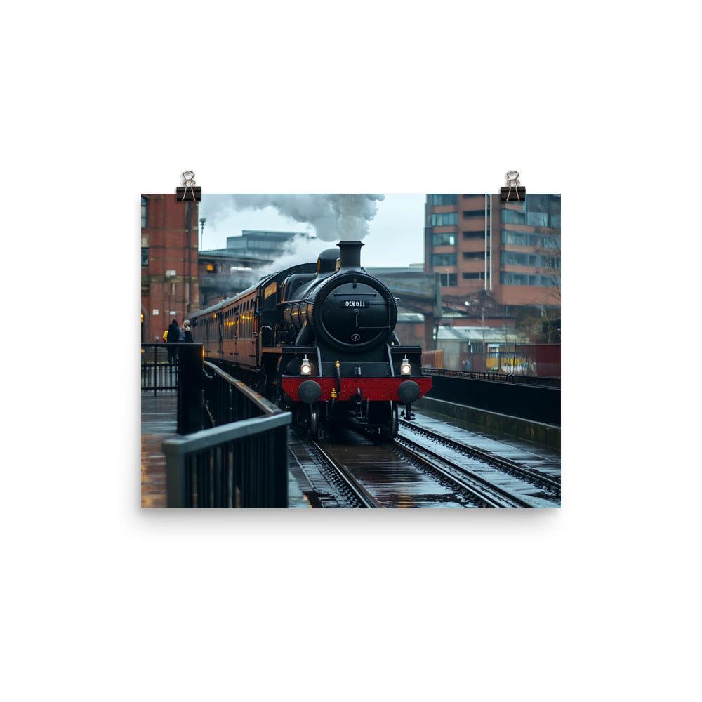 Manchester Steam Train Adventure Through Iconic Urban Landscape Poster - Oh Posters