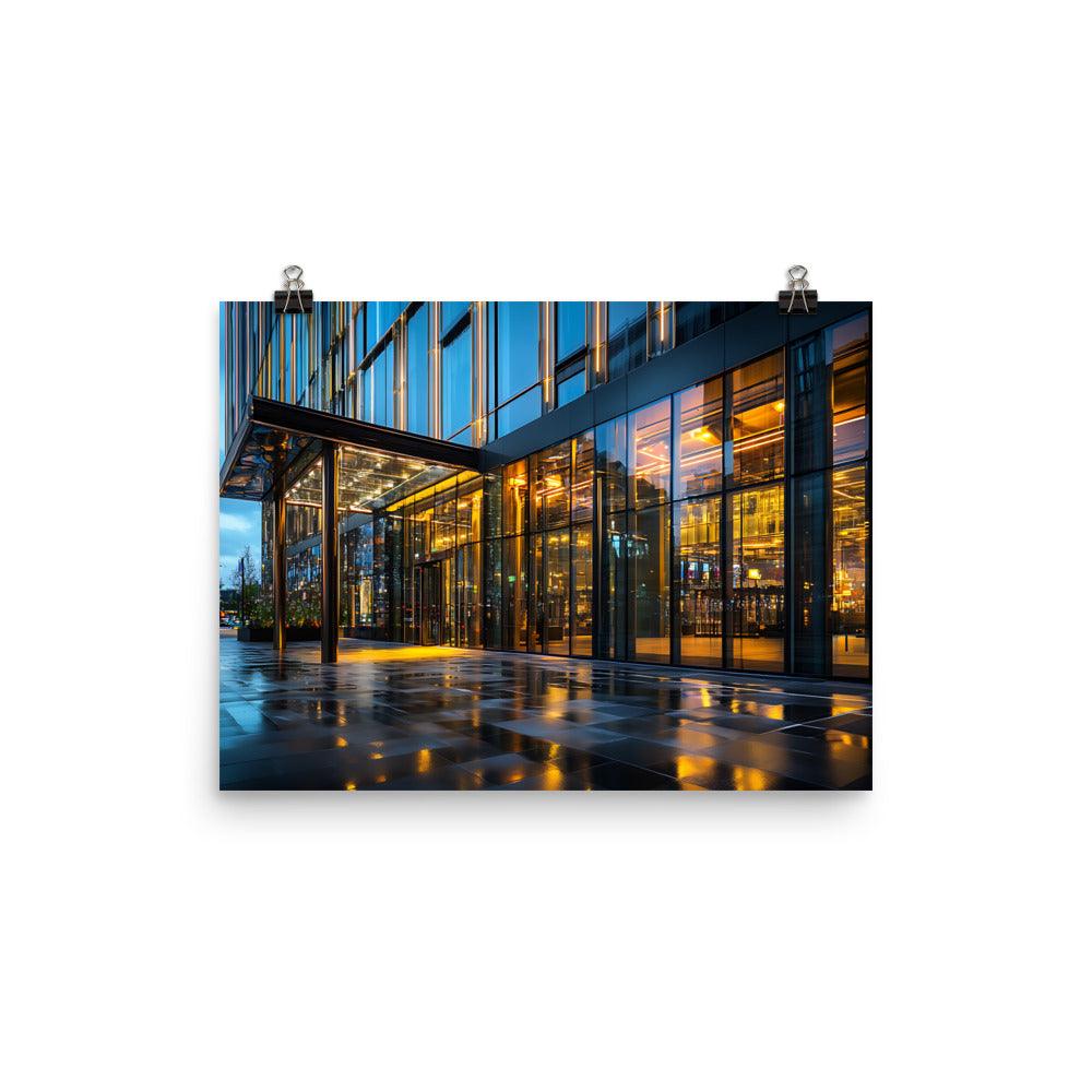 Manchester City Reflections On Modern Architecture Evening Lights Poster - Oh Posters