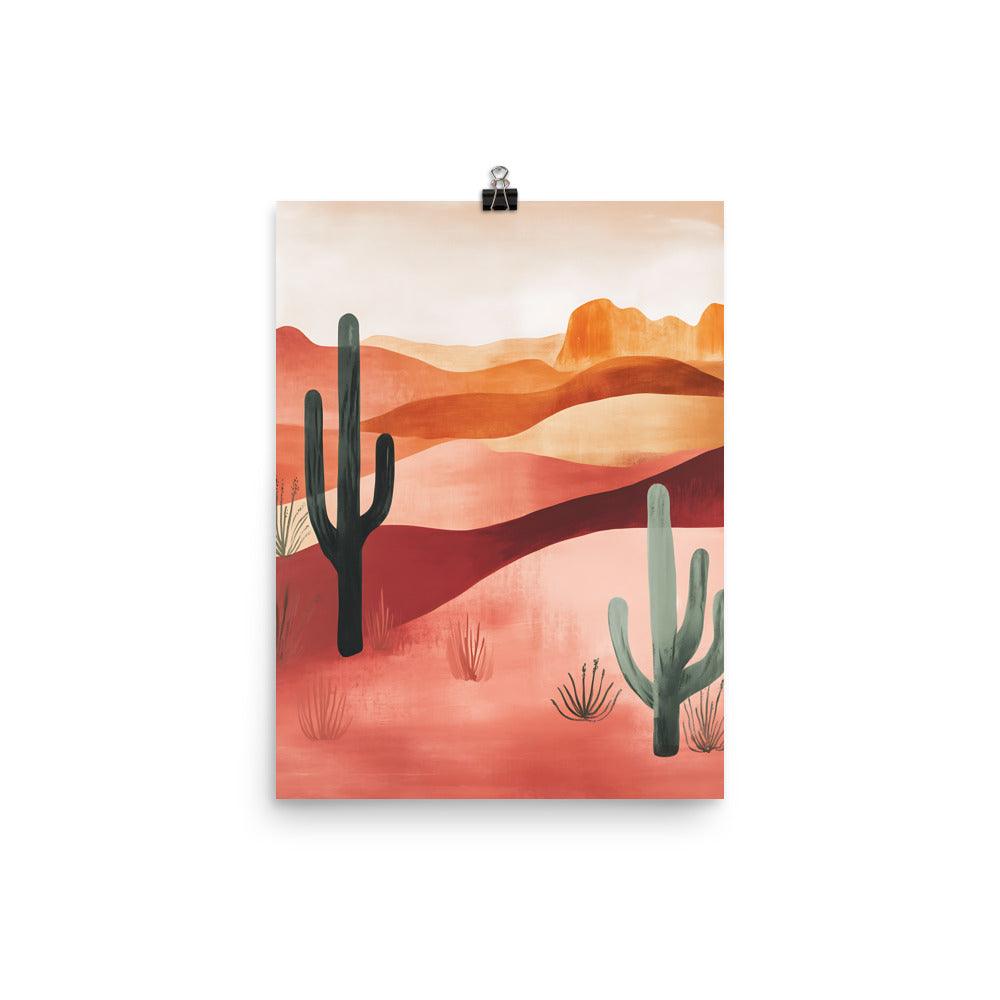 Boho Desert Landscape Cactus Serenity in Warm Earth Tones Poster - Oh Posters