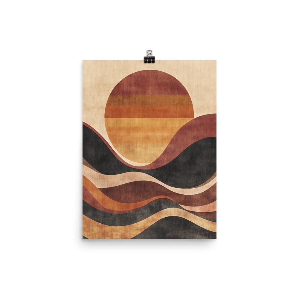 Boho Sunset Waves Earth Tones Vibes Poster - Oh Posters
