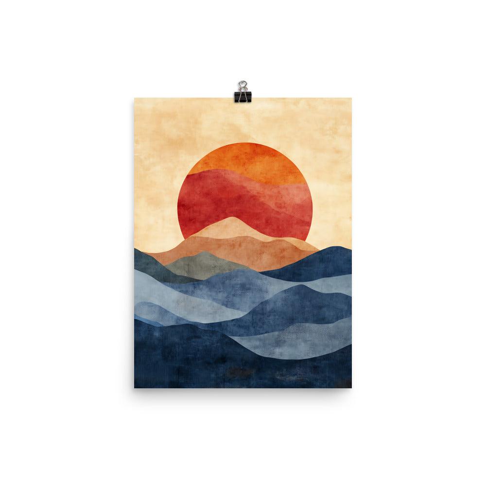 Boho Sunset Over Serene Mountains Poster - Oh Posters
