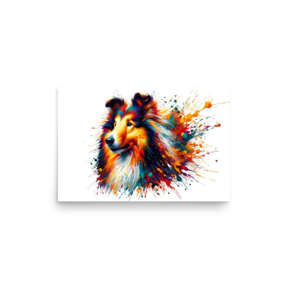 Rough Collie Dog Splatter Art Explosive Colors Poster - Oh Posters