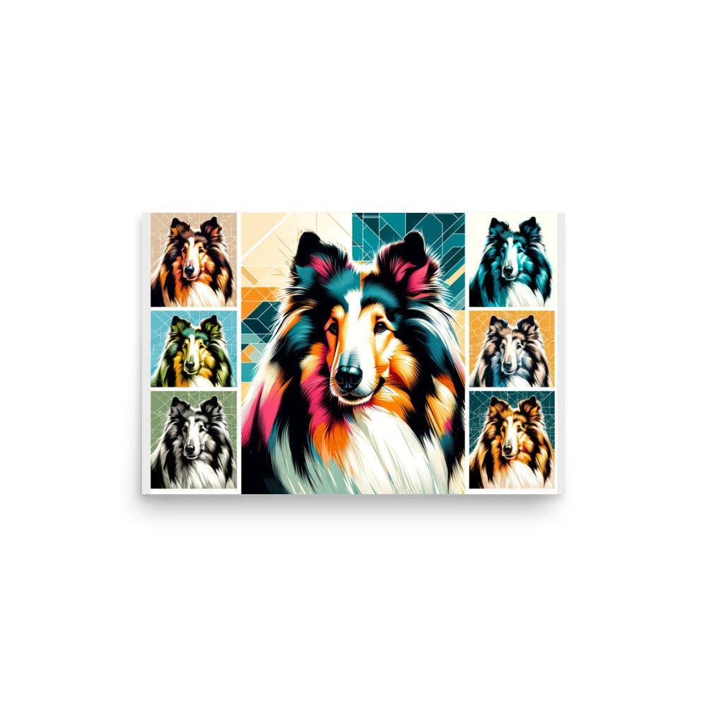 Rough Collie Dog Collage Line Vibrant Art Styles Poster - Oh Posters