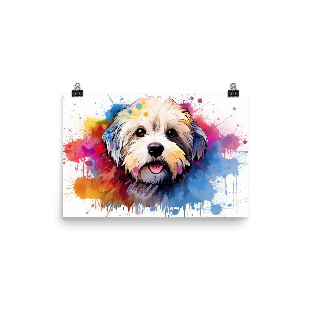 Coton De Tulear Playful Watercolor Splatter Portrait Poster - Oh Posters