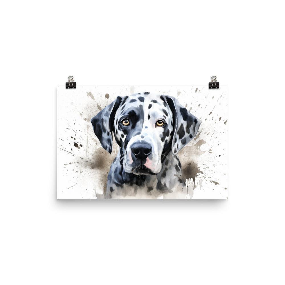 Dalmatian Watercolor Splash Dog Portrait Poster - Oh Posters