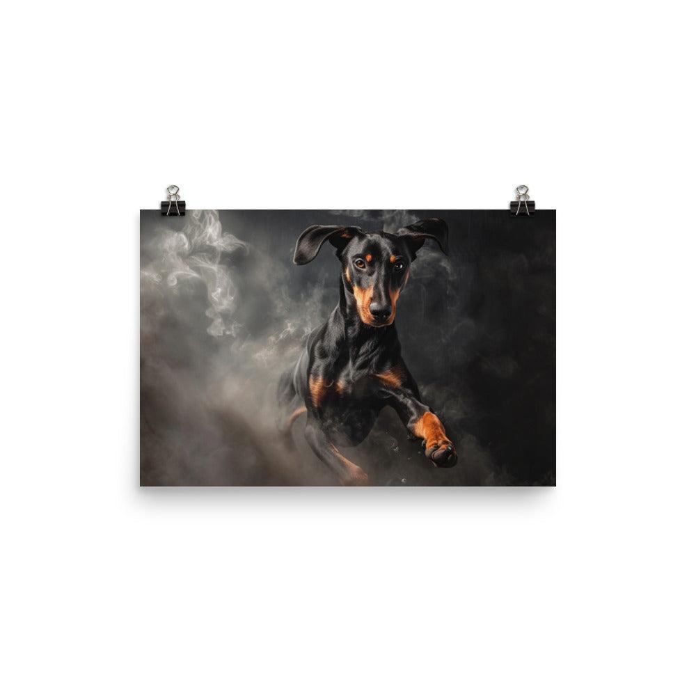 Dobermann Dynamic Smoke Effect Dog Portrait Poster - Oh Posters