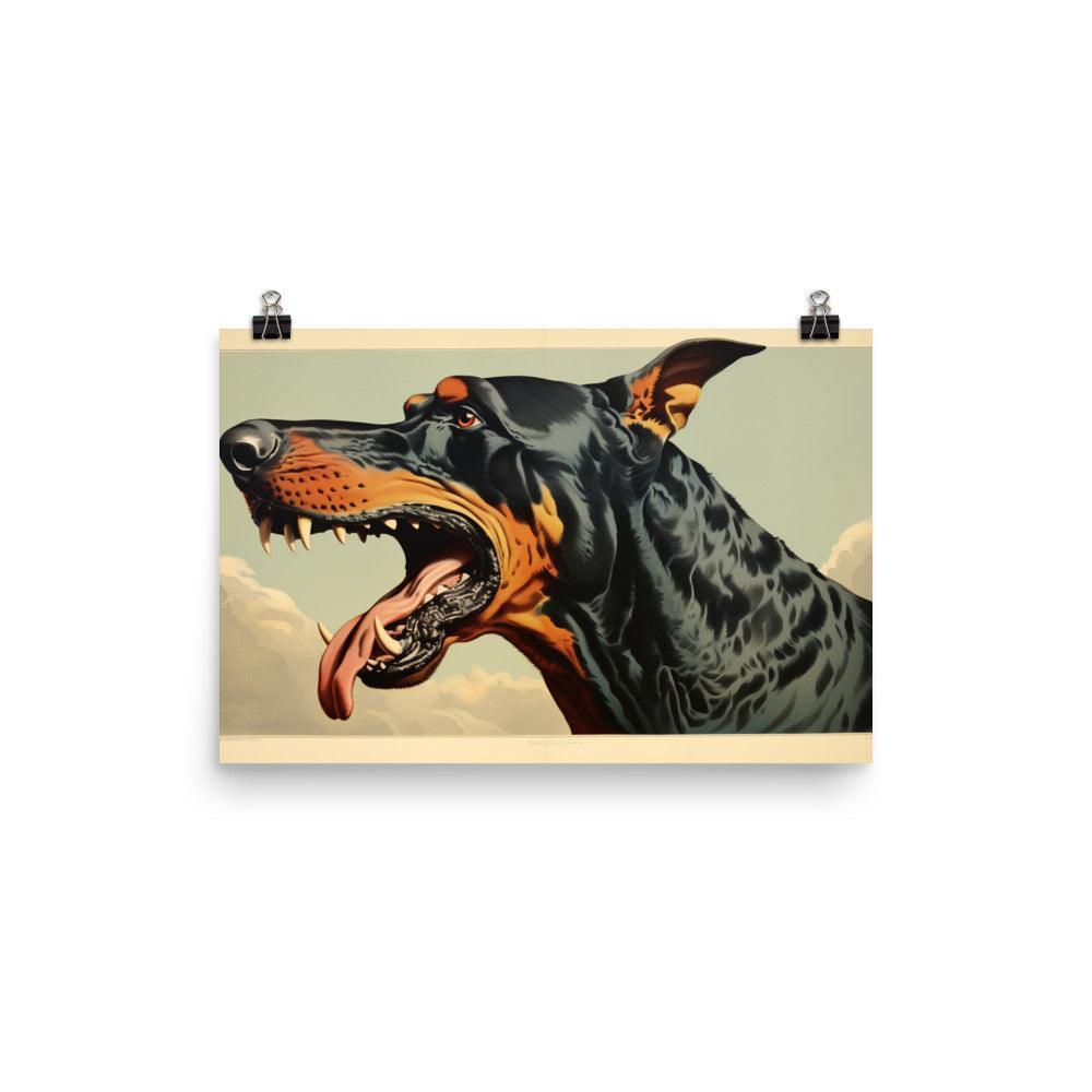 Dobermann Intense Roar Vintage Style Poster - Oh Posters