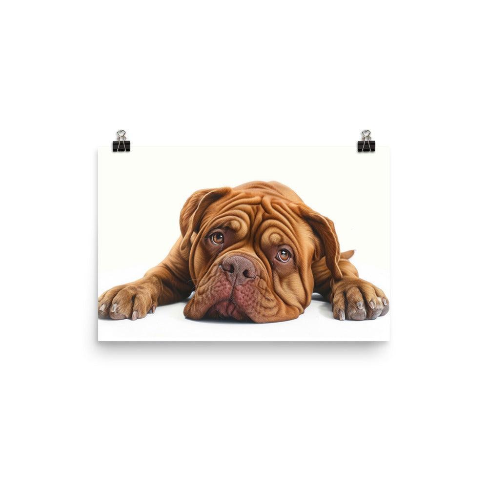 Dogue de Bordeaux Lying Down Realistic Artwork Poster - Oh Posters