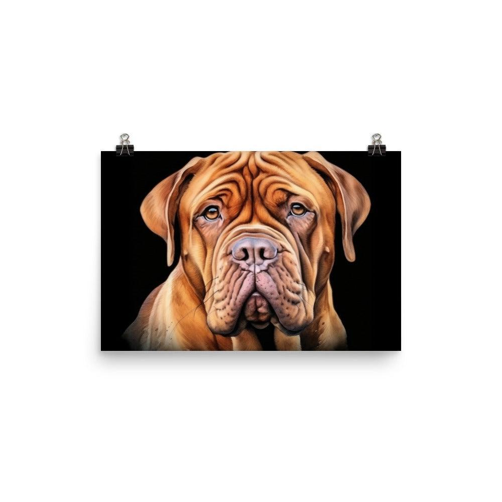 Dogue de Bordeaux Classic Black Background Illustration Poster - Oh Posters