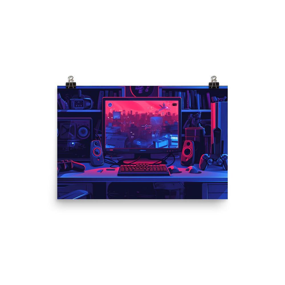 Gamer Room View Digital Illustration Poster - Oh Posters