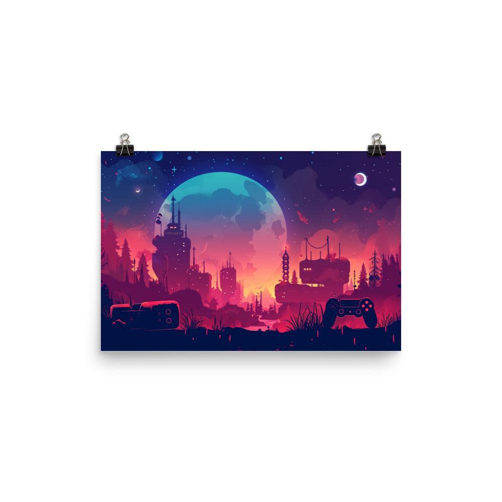 Fantasy Gaming Landscape Moonlit Night Poster - Oh Posters