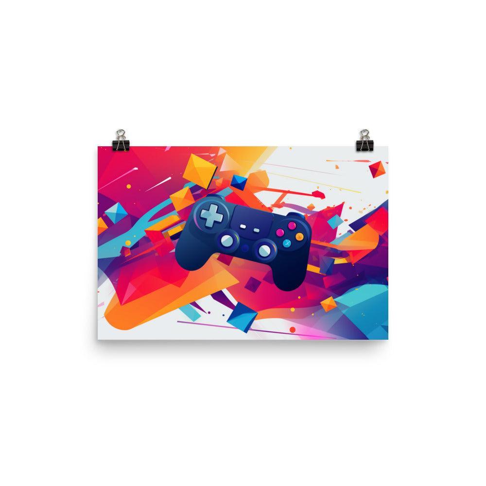 Vibrant Gaming Controller Abstract Explosion Poster - Oh Posters