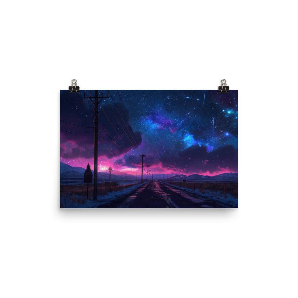 Cosmic Twilight Power Lines Artistic Poster - Oh Posters