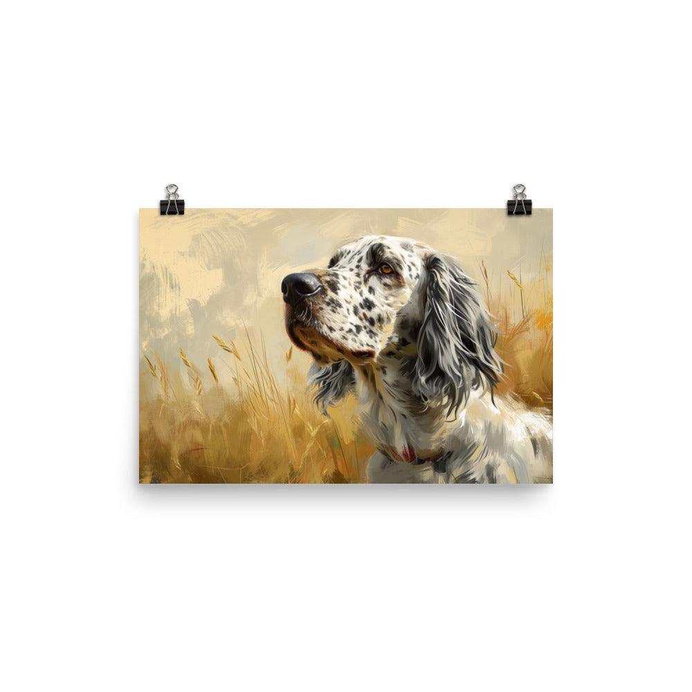 English Setter Serene Field Artistic Illustration Poster - Oh Posters