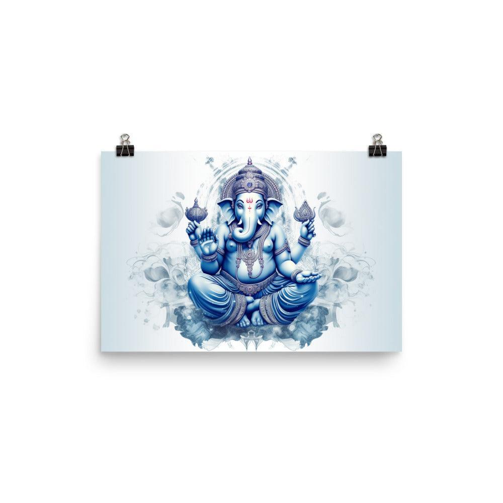 Ganesha Blue Spiritual Digital Artwork Poster - Oh Posters